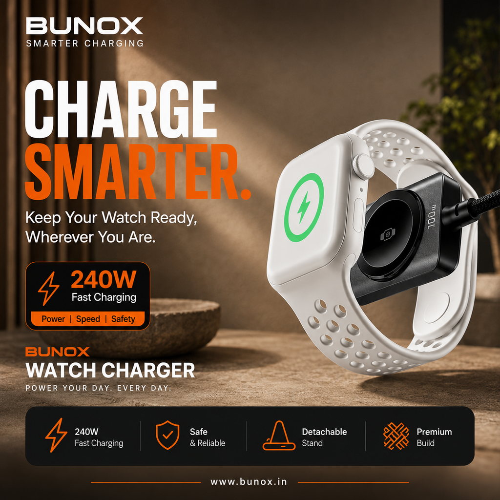 BUNOX DuoCharge™ | 100W 2-in-1 USB-C + Apple Watch Charging Cable