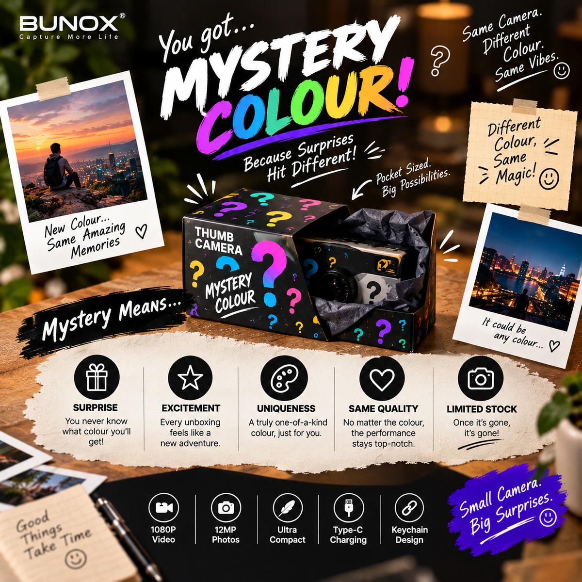 BUNOX G6™ Thumb Camera PRO| Mini Keychain Digital Camera